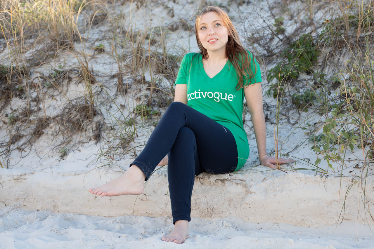 Women's Slim-fit V-neck short sleeves T-shirt, Ethically made in USA.