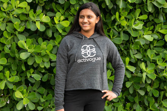 Women's eco crop hoodie, Ethically made in USA.