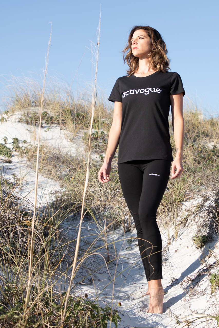 Women's crewneck 100% organic cotton T-shirt, Ethically made in USA.