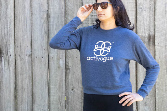 Women's organic crop sweatshirt, Ethically made in USA.